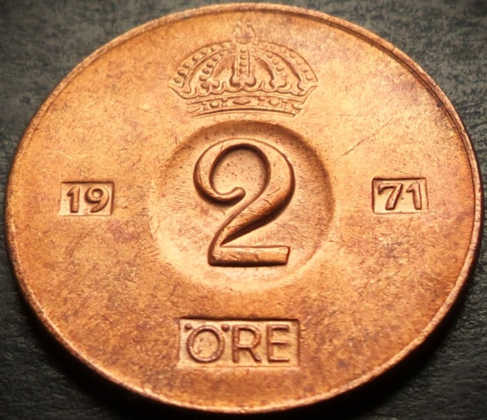 Moneda 2 ORE - SUEDIA, anul 1971 *cod 4774 A