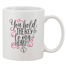 Cana alba personalizata 'You hold the key to my heart', INOVATIX&reg;. 330ml