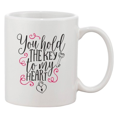 Cana alba personalizata &amp;#039;You hold the key to my heart&amp;#039;, INOVATIX&amp;reg;. 330ml foto
