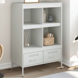 Dulap inalt Gossi alb, 68x39x101.5 cm, otel laminat, 4 compartimente si 2 sertare, stil industrial, depozitare living/dormitor