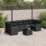 VidaXL Set mobilier de grădină cu perne, 8 piese, negru, poliratan