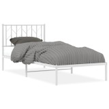 Cumpara ieftin Cadru pat metalic cu tablie, alb, 90x200 cm