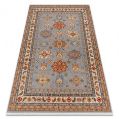 Covor L&acirc;nă KESHAN franjuri, Cadru oriental 7683/53544 bej / albastru, 250x340 cm