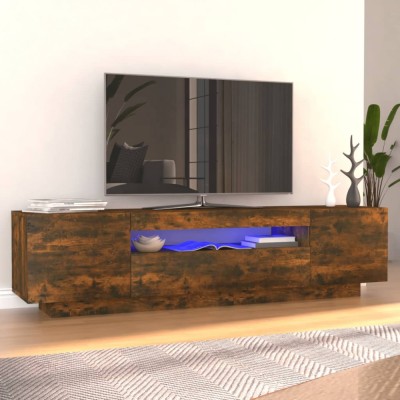 vidaXL Comodă TV cu lumini LED, stejar fumuriu, 160x35x40 cm 815726 foto