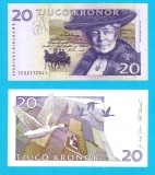 Suedia (p#63) 20 Kronor 1997 aUNC+ 'Selma Lagerlof' serie: 7222172341; (ROG CITITI DETALIILE!)