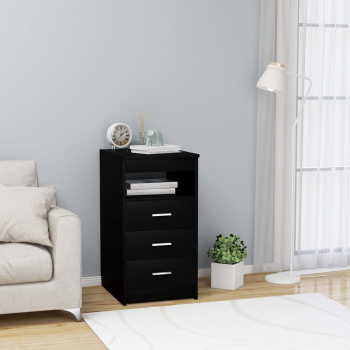 vidaXL Dulap cu sertare, negru, 40 x 50 x 76 cm, PAL