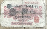 BNKSTR03DE Bancnotă Veche Germania 2 Mark 1914 (Darlehnskassenschein), Primul Război Mondial, Pentru Colecție / Numismatică