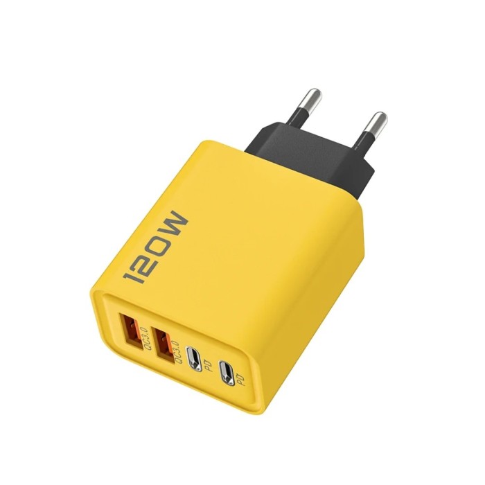 Alimentator USB A x2+tip C x2 retea 120W galben