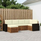 vidaXL Set canapea sectională modulară 6 piese, lemn masiv acacia, rezistent intemperii, mobilier gradina, natural crem