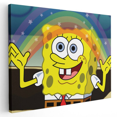 Tablou afis SpongeBob desene animate 2207 Tablou canvas pe panza CU RAMA 40x60 cm foto