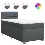Cumpara ieftin Pat box spring cu saltea, gri inchis, 80x200 cm, textil