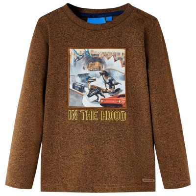 Tricou de copii cu m&amp;acirc;neci lungi, coniac melanj, 92 foto