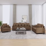 vidaXL Set de canapele cu perne, 3 piese, maro, textil 3201635