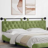 vidaXL Tăblie de pat suspendată Cu lumină LED Verde deschis Catifea 3424724