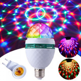 Cumpara ieftin Bec rotativ multicolor, LED, lumini disco, dulie E27 pentru priza, 3W, Alb, Oem