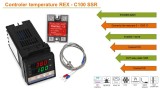 Termostat Electronic Digital PID REX C100 0-400&deg;C, Controler Temperatura + Sonda Termocuplu K, Releu SSR 40A