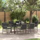 VidaXL Set de masă pentru grădină cu pernă 7 pcs Gri Rattan poli