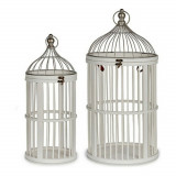 Set 2 colivii decorative Cage Circular, Gift Decor, &Oslash;30 x 61 cm, lemn/metal, alb