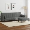 VidaXL Canapea extensibilă cu taburet, 2 locuri, gri &icirc;nchis, textil 3258124