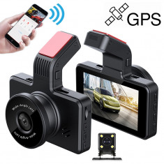 Camera auto Dubla (Fata-Spate) Surveill D903 ultraHD, 3 inch, GPS, WiFi, monitorizare a parcarii si senzor de gravitate