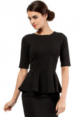 Bluza eleganta, de culoare neagra, cu peplum foto