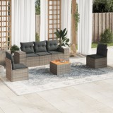Cumpara ieftin Set mobilier grădină cu perne, 6 piese, gri, poliratan