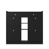 Dulap pentru pantofi cu 4 uși rabatabile, 2 sertare și 3 compartimente deschise, 110x26x100 cm, Negru