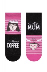 Șosete copii haioase My Mum needs Coffee, Funny Legs 337 - Roz, 27-29 (18)