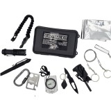 Kit Supravietuire 11 in 1 Outdoor Camping Drumetie Vanatoare Pescuit, Busola, Briceag, Amnar, Lanterna, Fluier, Patura Protectie, Cutie Depozitare