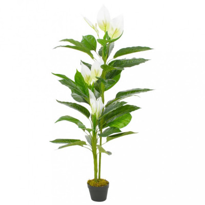 Plantă Artificială Anthurium Cu Ghiveci Alb 155 cm 280162 foto