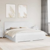vidaXL Cadru de pat cu headboard Alb 200 x 200 cm Lemn compozit 3409608