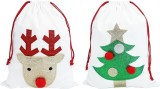 Set de 2 saci pentru cadouri de Craciun PerFest, poliester, alb/rosu/verde, 30 x 40 cm