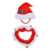 Set Căciulă și Fular Circular pentru C&acirc;ini, Accesorii Crăciun, Roșu, 12x15cm 20x4cm, Poliester, Oem