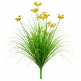 Planta artificiala decorativa tip marar, 80 cm, 9 flori galbene