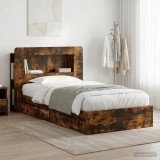 Cumpara ieftin Cadru de pat cu depozitare cu sertar Stejar fumuriu 90 x 190 cm