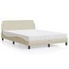 VidaXL Pat cu saltea, Dover, crem, 120x200 cm, textil 3208369
