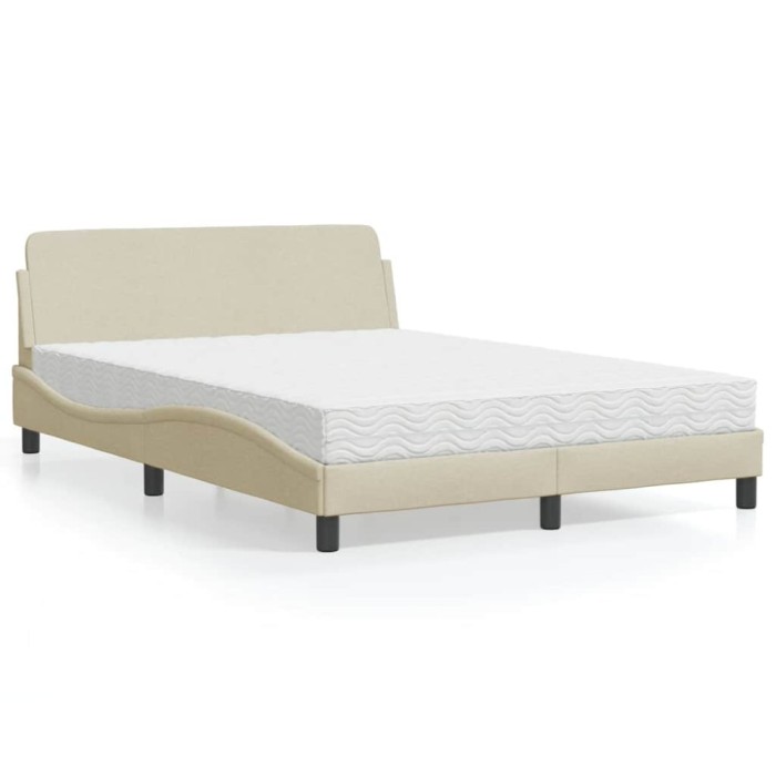 vidaXL Pat cu saltea, Dover, crem, 120x200 cm, textil 3208369