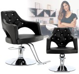 Scaun de coafat Leia hidraulic rotativ pentru salonul de coafură Suport cromat scaun de coafor