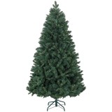 HOMCOM Pom de Crăciun Artificial, Brad Realist Pliabil cu Design cu Balamale și Bază Metalică, &Oslash;102x180 cm, Verde | Aosom Romania