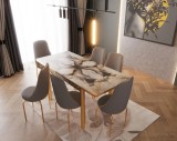 Cumpara ieftin Set masa extensibila cu 6 scaune Lux Culoare GRI