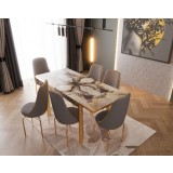 Set masa extensibila cu 6 scaune Lux Culoare GRI