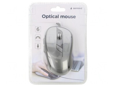 Mouse Optic Negru-Gri USB cu 6 Butoane și Cablu 1.35m foto