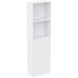 HOMCOM Dulap Baie Slim cu Organizator Glisant pe Roți, Sertar și Raft Reglabil, MDF, 18 x 40 x 135 Cm, Alb | Aosom Romania