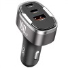 Incarcator Auto XO Design CC61, 100W, 3A, 1 x Lightning - 1 x USB-A - 1 x USB-C, Gri, Apple