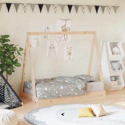 vidaXL Cadru de pat pentru copii, 70x140 cm, lemn masiv de pin foto
