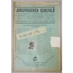 JURISPRUDENTA GENERALA , PUBLICATIUNE SAPTAMANALA DE JURISPRUDENTA REZUMATA ROMANA SI STREINA , NR.18 , 1938