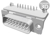 D-Sub 15-Pin Soclu Tată PCB 90&deg; THT 6A, TE Connectivity
