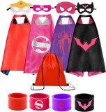 AZZO Superhero Capes Set și Brățări Costume pentru copii Halloween Crăciun Cospl