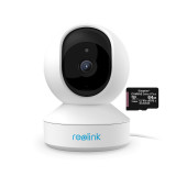 Cumpara ieftin Pachet camera de supraveghere cu Card MicroSD 64 GB, Reolink E1 Pro-V2 WIFI, rezolutie 4MP