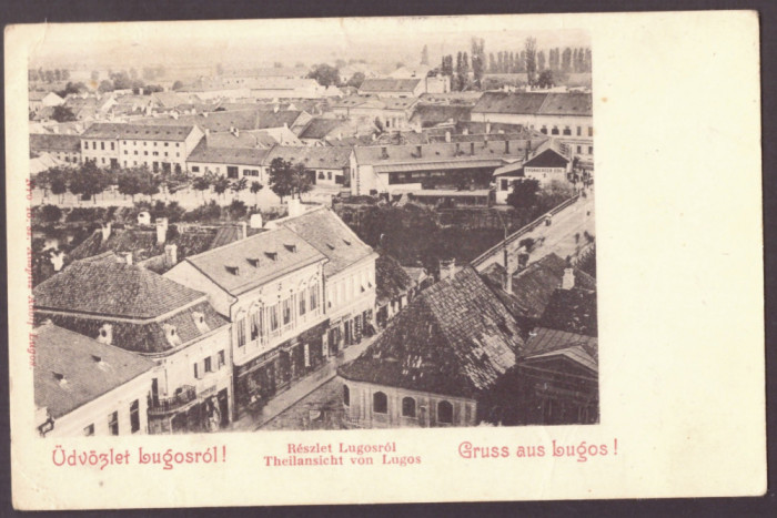 409 - LUGOJ, Timis, Panorama, Litho, Romania - old postcard - used - 1900
